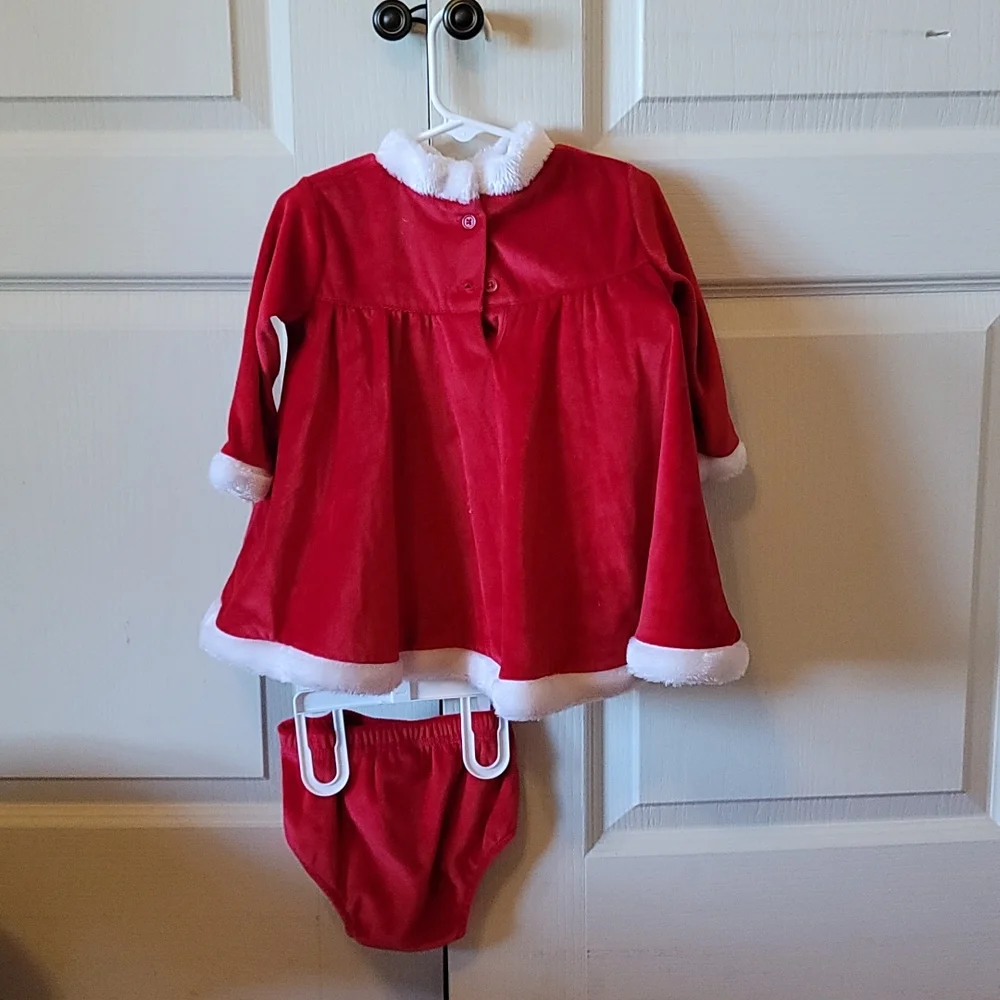 Red girls holiday dress with matching diaper cover 18 months - Picture 2 of 7